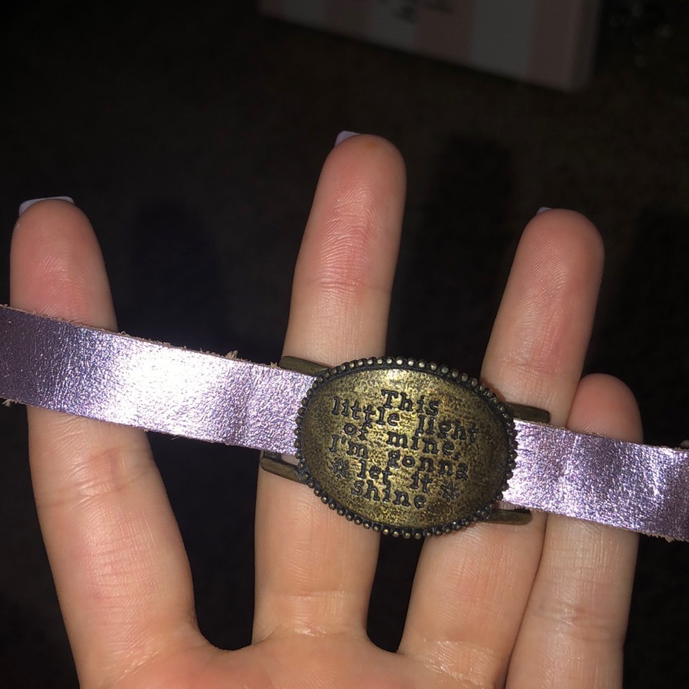 inspirational quote metallic purple/gold bracelet